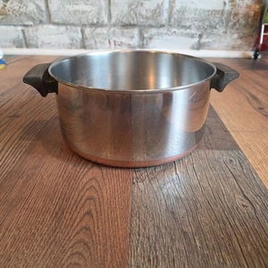 REVERE WARE 4 Quart Qt Copper Bottom Steel Stock Pot Pan Vintage Made in USA - Picture 1 of 9