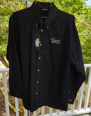 Liberty Motorcycle Men's Medium Size M Long Sleeve Shirt Logo Button Down Black  - Image 1 of 4