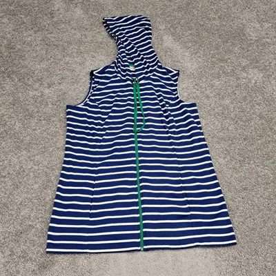 Vintage Quacker Factory By Jeanne Bice Women's Hooded Vest Striped Blue Medium - Image 1 of 4