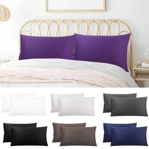 Pillowcase Set of 2 Soft Cotton Pillow Covers with Zipper - Picture 1 of 19