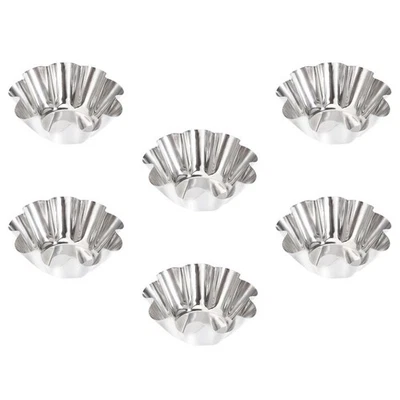  6 Pcs Cupcake Molds Stampini Per Crostatine Formine Stampo Acciaio Inossidabile - Immagine 1 di 4