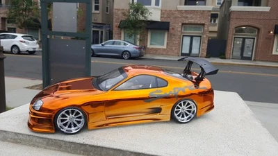 200mm 1/10 CHROME ORANGE SUPRA 4Tec-2 HPI RDS DC10 YD2 MST TT02 FZ02 Body Only - Image 1 of 4