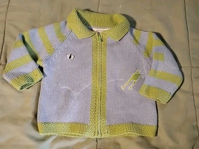 Nordstrom Baby Zip Up Frog Sweater Size 6 Months. Excellent Condition  Foto 1 de 4