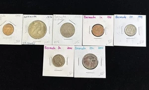 Lot Of 7 Bermuda Coin Set UNC 1979,70,70,91,99,2001,2005. No Mag. Queen Eliz II - Picture 1 of 18