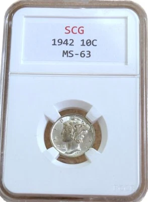 1942  MERCERY SILVER .10C TEN CENT GRADED  COLLECTABLE BIRTHDAY GIFT IDEA - Image 1 of 2
