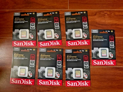 Sandisk SDSDXVT-032G-ANCIN Extreme Sd Flash C10 U3 V30 R 32GB - 7 Pack Pieces - Image 1 of 4