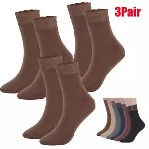 3Pairs Lace Warmer Socks Women Ladies Girl Short Ankle Socks Non-Slip Cotton - Picture 1 of 18