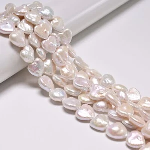 Natural White Fresh Water Pearl Heart Shape Beads Size 15mm 15.5'' Strand - Picture 1 of 2