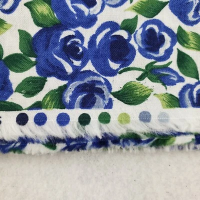 Vintage RJR Fashion Fabrics Blue Roses Tight Pattern on White 2 Yds 44" Width - Image 1 of 4
