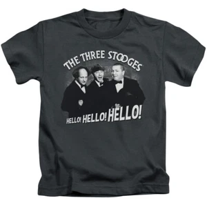 Three Stooges Boys T-Shirt Hello Hello Hello Charcoal Tee - Picture 1 of 1