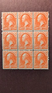 U.S. official stamp #098 never hinge block of 9, very fresh - Picture 1 of 2