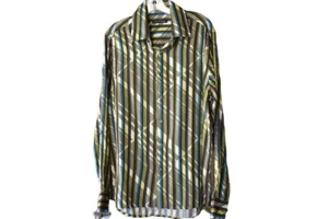 Kenneth Cole Striped Blue Green Dress Shirt L - Picture 1 of 7