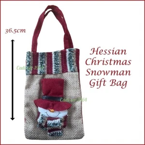 Christmas Hessian Gift Bag Snowman 36.5cm 3D Gift Bag NEW - Picture 1 of 24