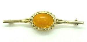 Antike Brosche mit Bernstein Butterscotch 830er Silber vergoldet - Bild 1 von 7