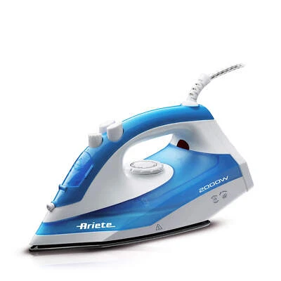 Ariete Steam Iron Ferro da stiro piastra teflon 6234 250 ml 2000W Bianco Azzurro - Immagine 1 di 4