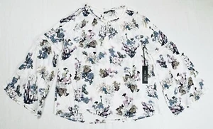Doe & Rae NEU Gr. M weiß lila rosa blau Blumen Glockenärmel locker fließend Top - Bild 1 von 7