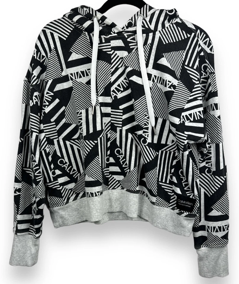 Pulôver com capuz Calvin Klein Performance feminino logotipo cropped médio - Imagem 1 de 4