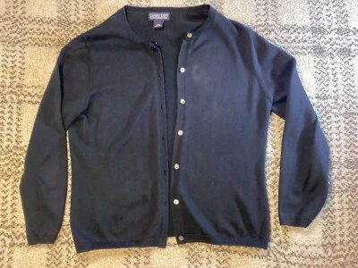 Lands End Womens Long Sleeve Black Button-Up Cardigan Sweater 100% Cotton Sz PM - Image 1 of 4