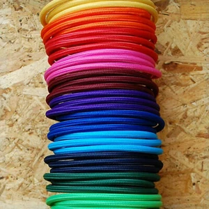 Vintage 3 Core Round Fabric Cable Wire Flex Electric Light 0.75mm Coloured cable - Picture 1 of 125