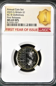 2023 Pound £1 Bees NGC MS69 DPL Great Britain Uncirculated None Finer - Picture 1 of 3