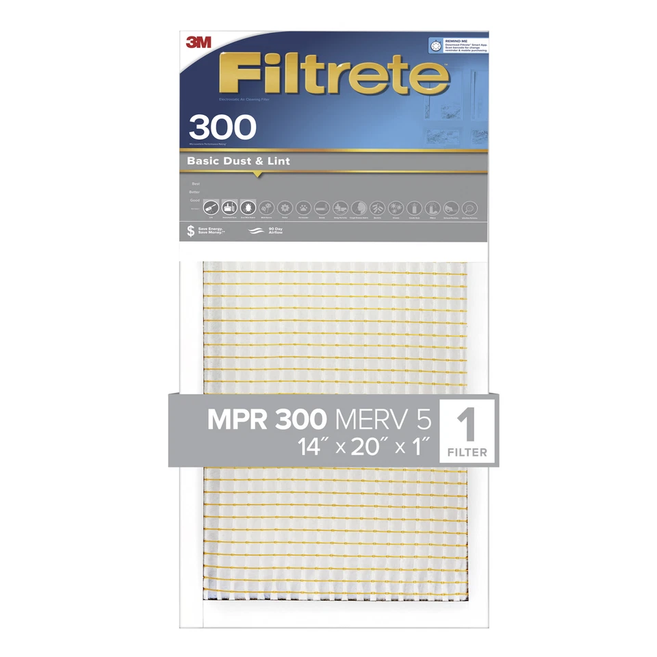 Filtrete Basic Dust & Lint Air Filter, 300 MPR, 305-4, 14 in x 20 in x1 in - Image 1 of 4