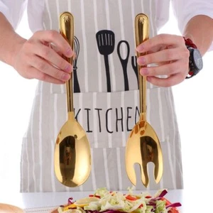2Pcs Large Service Spoon Kit Stainless Steel Cutlery Set For Kitchen Tool - Picture 1 of 19