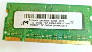 1GB Micron PC2-6400S DDR2 SO-DIMM RAM Memory MT8HTF12864HDZ-800G1 V000170430 144 - Picture 1 of 1
