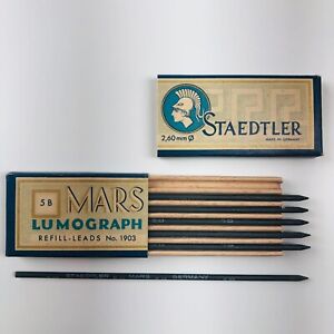 J.S. Staedtler Mars 6 sztuk Lumograph Vintage pencils Leads Minen 2,6 mm w pudełku