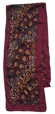 Adrienne Vittadini Red Leopard Print 100% Silk Scarf 11'x53" - FAST SHIP - Image 1 of 4