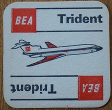 BEA TRIDENT Beer Mat, 95mm. sq., same design both sides