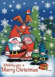 Santa, Mrs Santa, Elves, Rudolph, Family Christmas card with envelope A6 - Picture 1 of 1