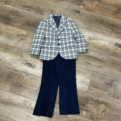 RARO Traje De Colección Towncraft JC Penney Niños Cuadros Azul Verde Talla 4 DELGADO Foto 1 de 4