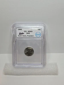 1966 SMS Roosevelt Dime MS69 Austin Hutto Signed - Picture 1 of 2