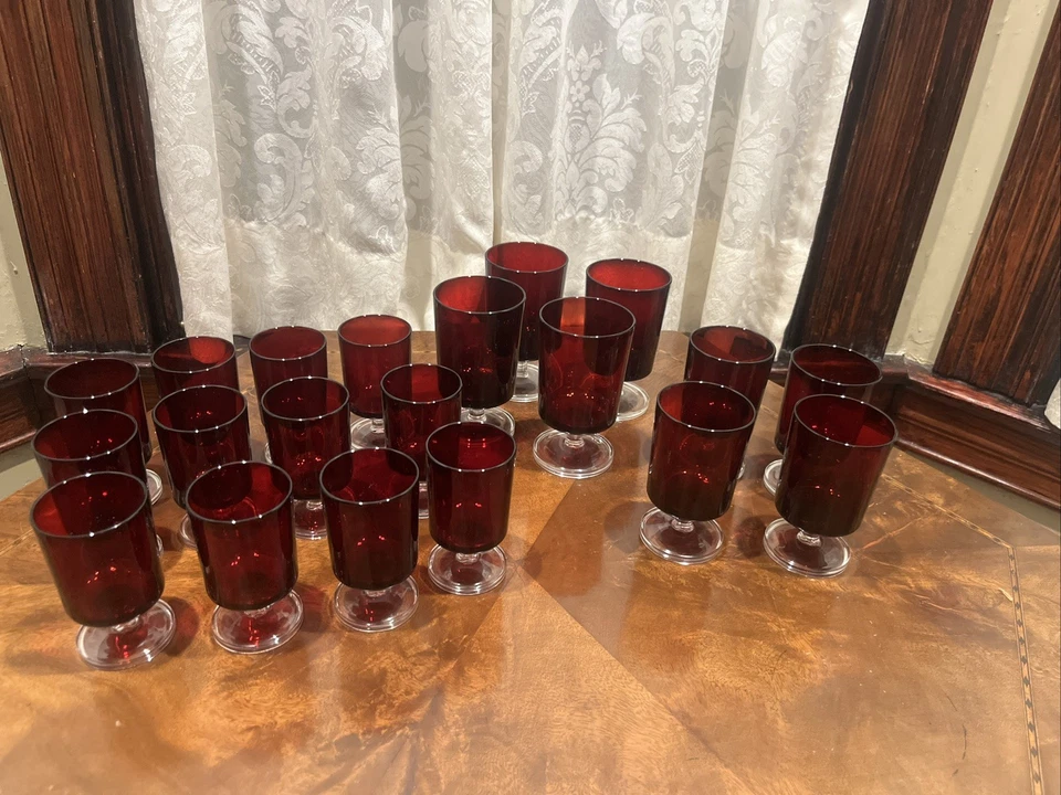 Set of  20 Cristal D'Arques Durand Cavalier Ruby Red Glasses Made in France - Image 1 of 4