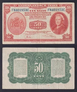 Banconota Indie Olandesi 50 cent 1943 P.-110 BB/VF - Imagen 1 de 1
