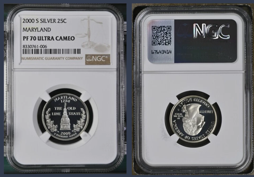 2000 S PF 70 Maryland Silver State Quarter NGC Certified Authentic Slab - Image 1 of 1