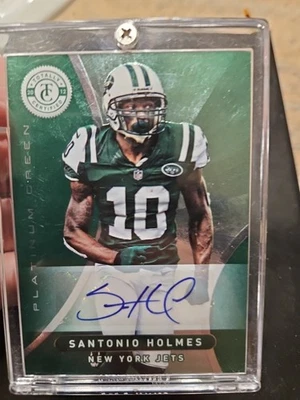 2012 Panini Totally Certified Santonio Holmes Green Auto #3/5 Color Match! Jets - Image 1 of 4