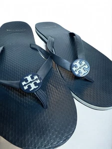 Tory Burch Perfect Navy Mini Minnie Flip Flops Women’s Size 8 - Picture 1 of 6