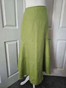 M&S Size 14 Skirt Lime Green 100% Linen A-Line Midi Maxi Long Summer Per Una - Picture 1 of 12