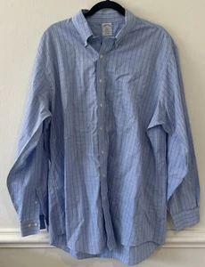 Camicia Brooks Brothers blu e bianca a quadri a quadri manica lunga taglia 18-6/7 - Foto 1 di 3