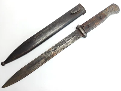 German S84/98 Na K98 Mauser Bayonet Non-Matching w/ 1944 FNJ Can Scabbard READ - Image 1 of 4