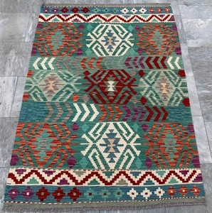 Vintage Handwoven Veg Dye Afghan Chobi Kilim Flatweave Area Rug 3x5 ft Free Ship - Picture 1 of 14