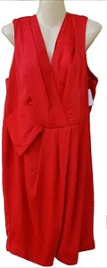 👉Rachel Roy 16W Red Sleeveless Faux Wrap Sheath Dress NWT - Picture 1 of 9