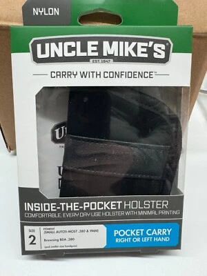 Uncle Mikes Pocket Holster Size 2 Black Ambidextrous Fits .380 & 9MM - Image 1 of 2