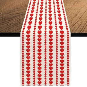 Watercolor Red Love Hearts Table Runner Valentine's Day Anniversary Kitchen D... - Picture 1 of 5
