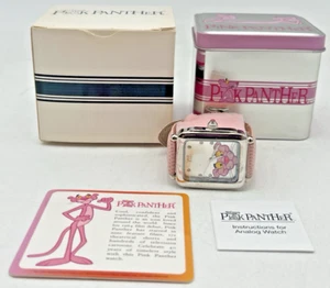 2007 PINK PANTHER WATCH WITH RHINESTONES & PINK LEATHER BAND PAPERWORK, TIN, BOX - Picture 1 of 23