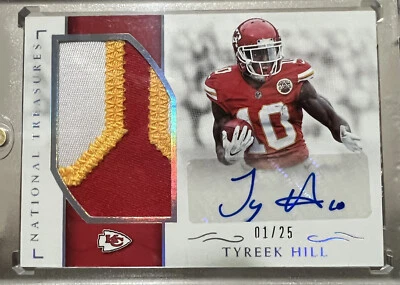 ✌🏼2016 Tyreek Hill National Treasures SILVER 3-Color Patch AUTO #1/25 - Image 1 of 2