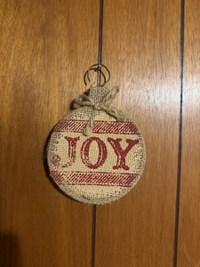 Oversize Burlap Joy Christmas Ornament with Metal Hanger - Picture 1 of 1