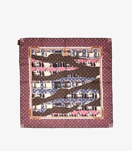 Louis Vuitton Pink, Navy & Brown Monogram Silk Wallpaper Scarf - Picture 1 of 4