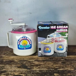 Donvier Ice Cream Maker 2 Pints Pink Trim Hand Crank - Picture 1 of 10
